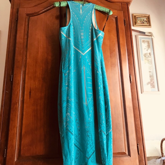 Burnout Bodycon Midi Dress in Sea Going (Teal) - Picture 4 of 8